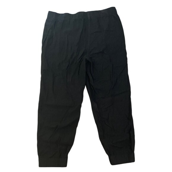 Womens Black Drawstring Elastic Waist Cotton Joggers Size L Comfort Stretch Rela - Picture 3 of 8